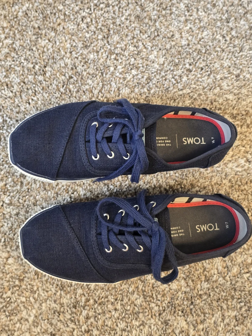 Toms Navy Canvas Platform Lace-Up Sneakers - Size 7